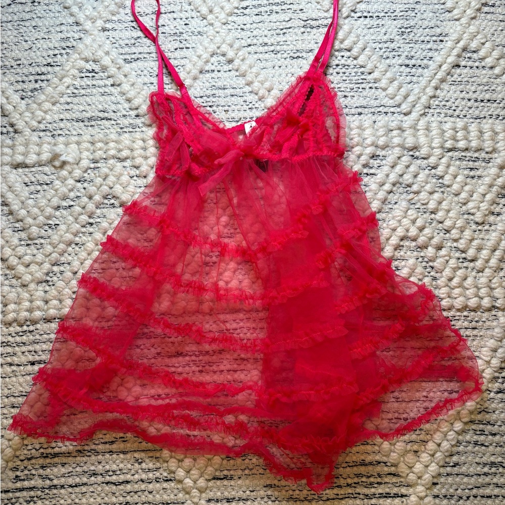 Victoria's Secret Vibrant Pink Lace Chemise